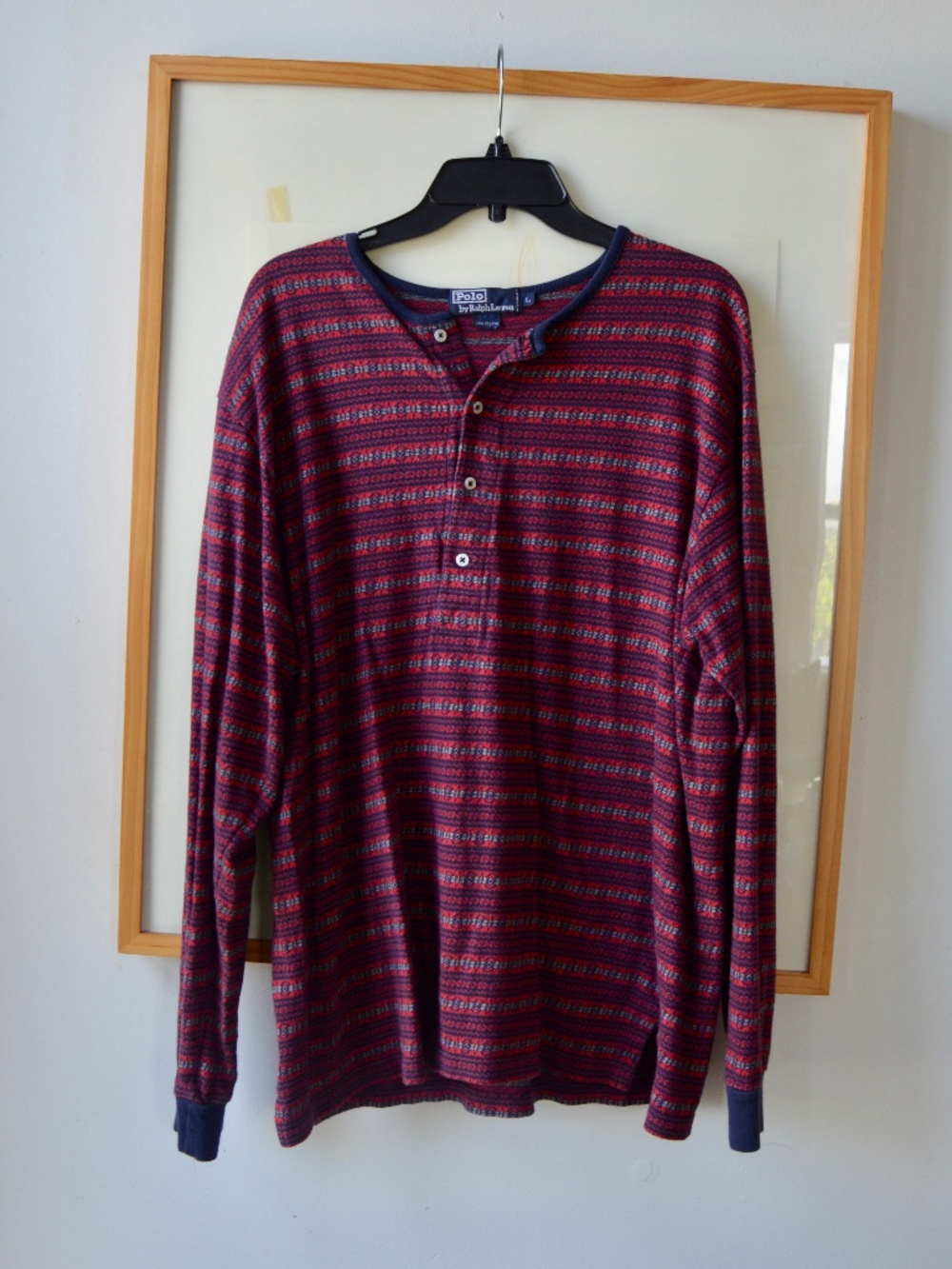 Vintage 1990s Ralph Lauren Southwest Patterned Long Sleeve Henley Size L